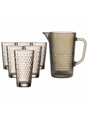 7-tlg. Krug- und Longdrinkglasset Favo in Braun