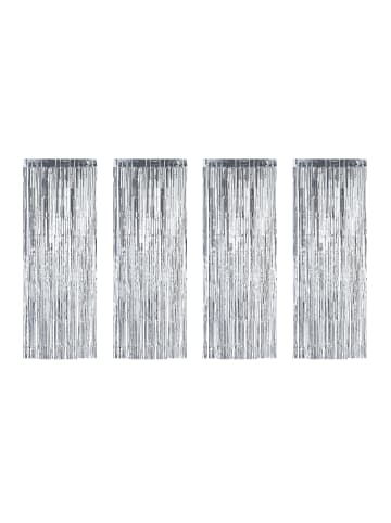 relaxdays 4x Partyvorhang in Silber - (B)100 x (H)250 cm