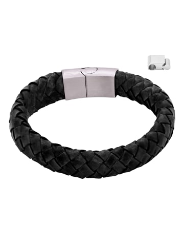 Steel_Art Herrenarmband Lederarmband Enno in Schwarz