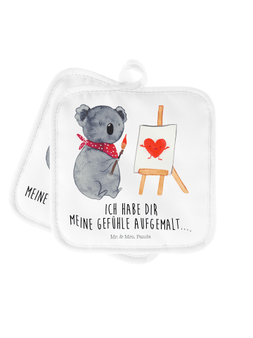 Mr. & Mrs. Panda Topfuntersetzer Koala Künstler mit Spruch in Weiß