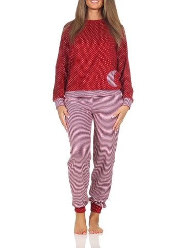 NORMANN Frottee Schlafanzug langarm Bündchen Tupfen Optik - 87152 in Allover