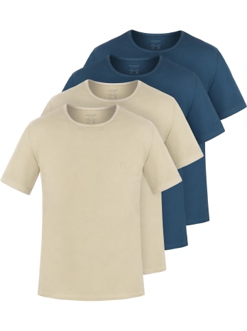 normani 4er Set Herren T-Shirts aus Bio-Baumwolle Nyons in Beige/Beige/Marine/Marine