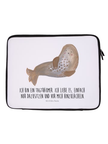 Mr. & Mrs. Panda Notebook Tasche Robbe Lachen mit Spruch in Weiß