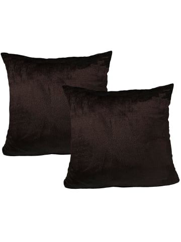 JACK 2er Set Teddy Flausch Kissenhülle Kissenbezug in Braun