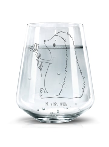 Mr. & Mrs. Panda Gravur Glas Igel Blumen ohne Spruch in Transparent