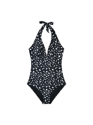 COFI 1453 Eleganter Push-Up-Badeanzug für Damen mit Rüschen und V-Ausschnitt in Schwarz