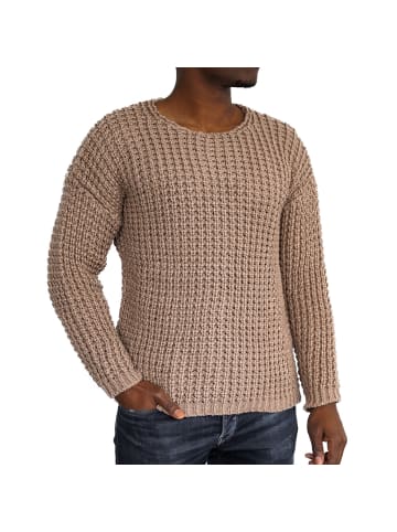 COFI 1453 Casual Herren StrickpulloverRundhals-Ausschnitt Braun S in Braun