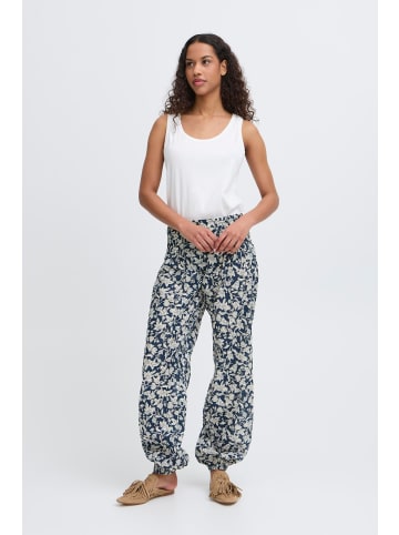 PULZ Jeans Freizeithose PZJILL Relaxed fit in Navy Off White Flower Printed