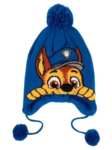 Paw Patrol Paw Patrol Strickmütze Chase Wintermütze mit Bommel Mütze in blau