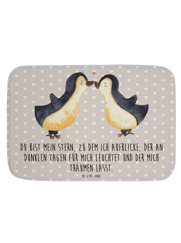 Mr. & Mrs. Panda Badvorleger Pinguin Liebe mit Spruch in Grau Pastell