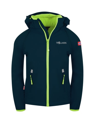 Trollkids Softshell Jacke Zip Off "Rondane" in Marineblau / Limette