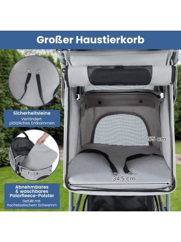 COSTWAY Hundewagen klappbar bis 15 kg in Grau