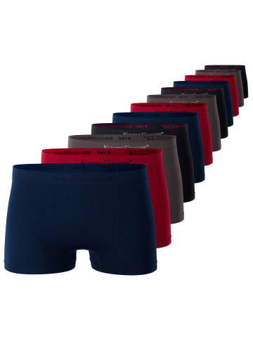 Vincent Creation® Boxershorts 12er Pack, Microfaser - Seamless in schw/riored/grau/dunkelblau