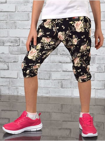 Kmisso Capri Hose in Schwarz-Blume