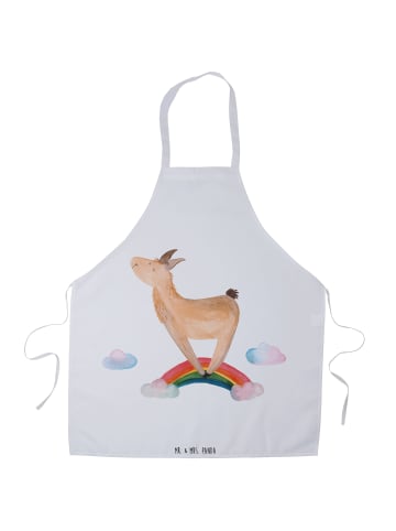 Mr. & Mrs. Panda Grillmeister-Schürze Lama Regenbogen ohne Spruch in Weiß