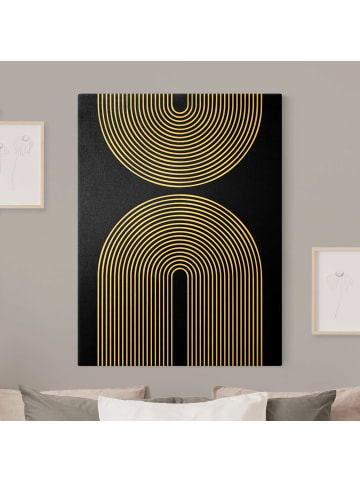 WALLART Leinwandbild Gold - Geometrische Formen - Regenbögen in Schwarz-Weiß