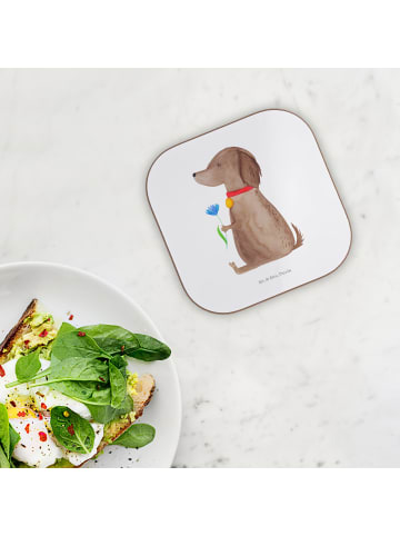 Mr. & Mrs. Panda gläseruntersetzer Hund Blume ohne Spruch in Weiß