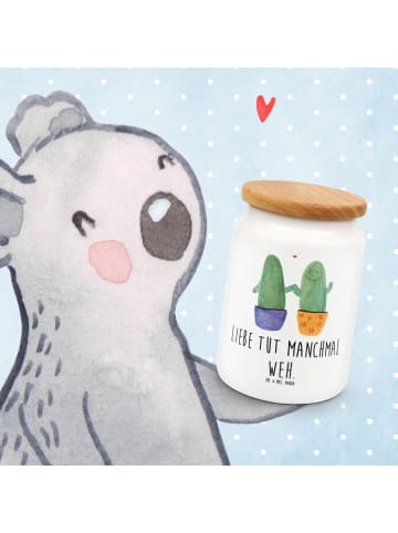 Mr. & Mrs. Panda Keksdose Kaktus Liebe mit Spruch in Weiß