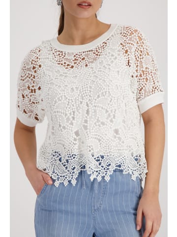 monari Pullover mit Spitzenmuster in Offwhite
