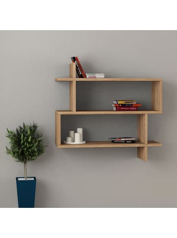 CALICOSY Wandregal PARALEL in Helles Holz - (W) 70 x (H) 65,5 x (L) 22 cm
