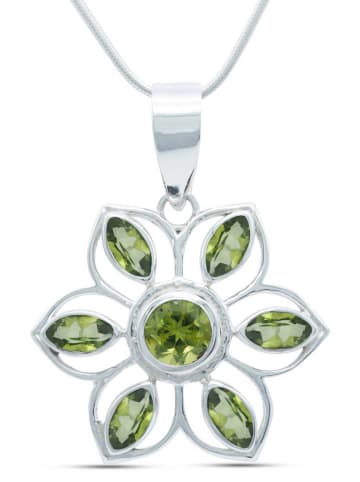 mantraroma 925er Silber - Ketten (L) 27 x (B) 34 mm mit Peridot facettiert