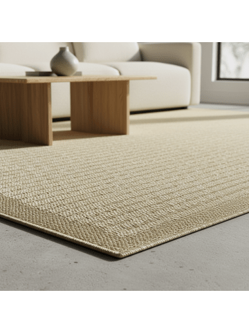 KADIMA DESIGN Teppich Outdoor Flachgewebe Uni-Farbe Polypropylen Balkon in Beige