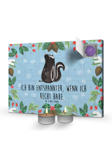 Mr. & Mrs. Panda adventskalender kerzen Stinktier Sitzen mit Spruch in Eisblau