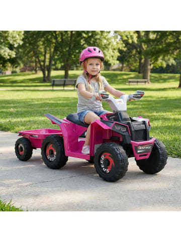 COSTWAY 6V Elektro Kinder Quad mit Anhänger ab 3 Jahren in Rosa