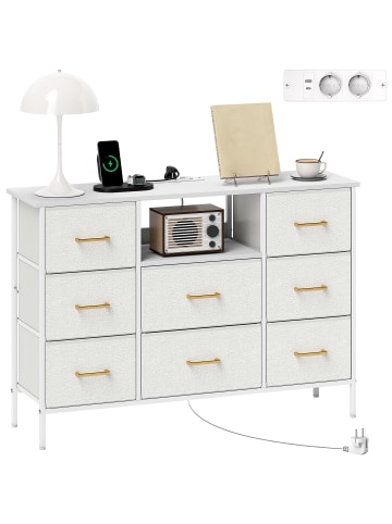 HOMCOM Kommode-110L x 30B x 76H cm-Cremeweiß