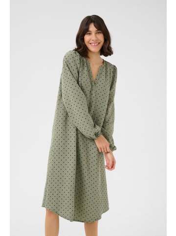 Kaffe Langarm-Bluse KArita Regular fit in Vetiver w. Deep Black Dot