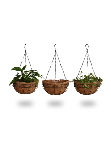 relaxdays 3 tlg. Blumenampel in Braun 33 l