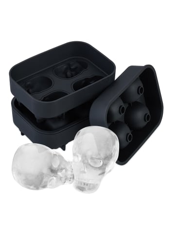 relaxdays 2 x Totenkopf Eiswürfelform in Schwarz
