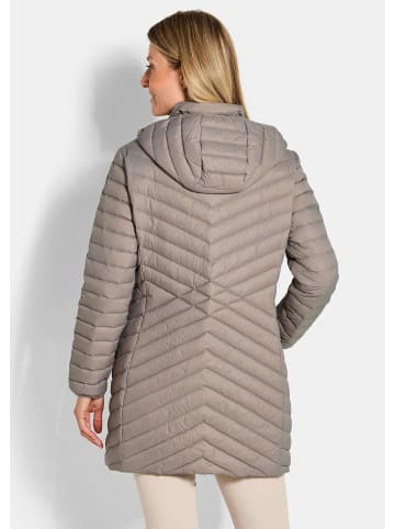 GOLDNER Kurzgröße:  Steppmantel Gefütterter langer Mantel mit Kapuze in taupe