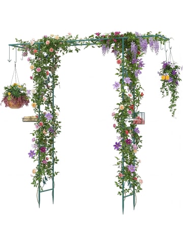 COSTWAY Rosenbogen mit Vogelfutterstation 213 cm in Grün