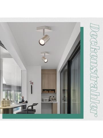 ZMH Deckenleuchte in nickel 1-flammige GU10 eckig drehbar 330°Flurlampe L 9cm