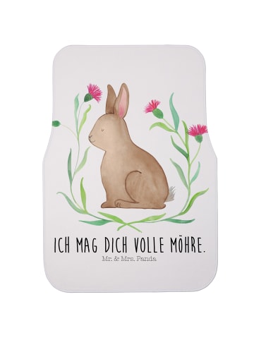 Mr. & Mrs. Panda Fußmatte Fürs Auto Hase Sitzen mit Spruch in Weiß