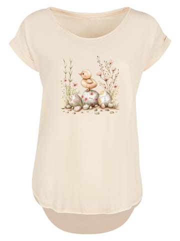 F4NT4STIC Long Cut T-Shirt Ostern Küken Ei Blumen in Whitesand