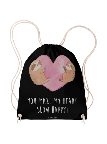 Mr. & Mrs. Panda Jutebeutel Faultiere Herz mit Spruch in Schwarz