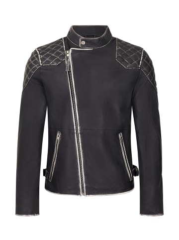 Bolongaro Trevor Lederjacke Badger Biker Distressed in schwarz
