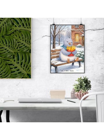 Mr. & Mrs. Panda Wandbild Taube Winter Pommes Design ohne Spruch in Weiß
