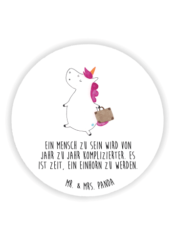 Mr. & Mrs. Panda Rund Magnet Einhorn Koffer mit Spruch in Weiß