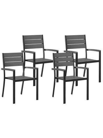 Beliani 4er-Set Esszimmerstuhl PRATO in Grau/Schwarz