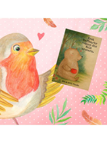 Mr. & Mrs. Panda Klappkarte Bär Kaffee Design mit Spruch in Weiß