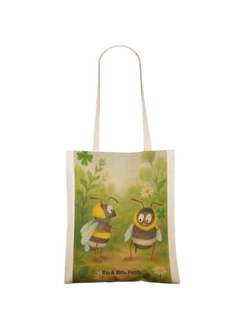 Mr. & Mrs. Panda Tragetasche Bienen Paar Design ohne Spruch in Weiß
