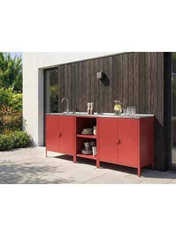 Beliani 3er-Set Gartenküche VILAMA in Rot/Silber