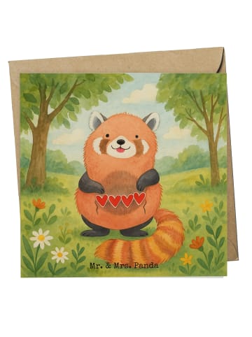 Mr. & Mrs. Panda Grußkarte Roter Panda Design ohne Spruch in Weiß