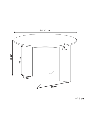 Beliani Esszimmertisch COSMO in Weiß - (W) 120 x (H) 75 x (L) 120 cm