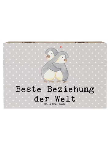 Mr. & Mrs. Panda Holzkiste Pinguin Beste Beziehung der Welt mit ... in Grau Pastell
