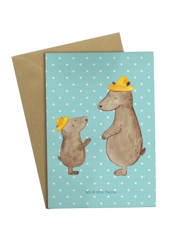 Mr. & Mrs. Panda babykarte Bären mit Hut ohne Spruch in Türkis Pastell