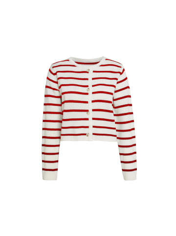 DreiMaster Damen Cardigan in WOLLWEISS ROT STREIFEN